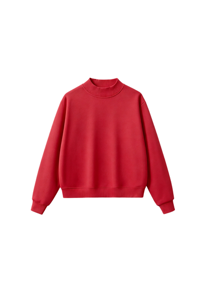 Women's Streetwear Stand-Collar Solid Mock Neck Sweatshirt