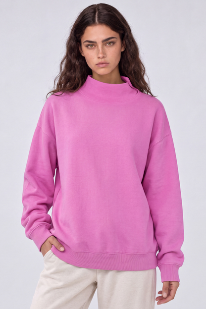 Unisex All Season Soft Mock-Neck Loose Fit Sweatshirt