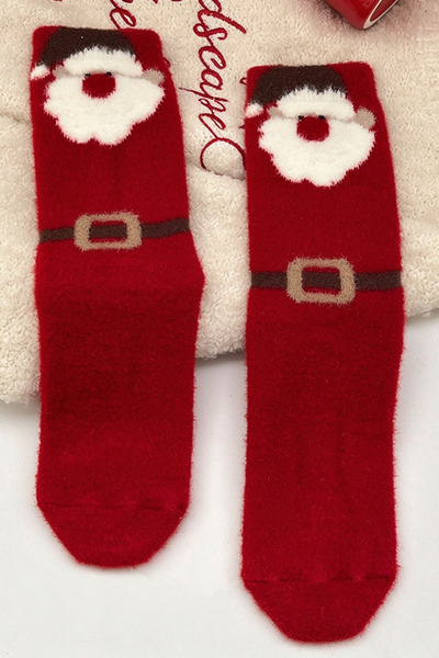 Women's Christmas Plush Warm Cartoon Anti-Pilling Sleep Sock
