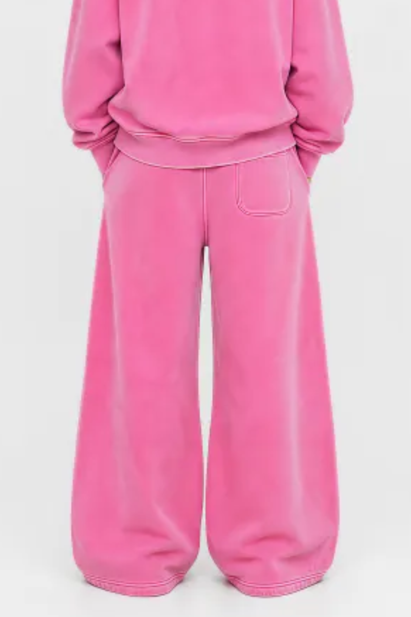 Women Fall 400G Cotton Washed Drawstring Flare Sweatpants