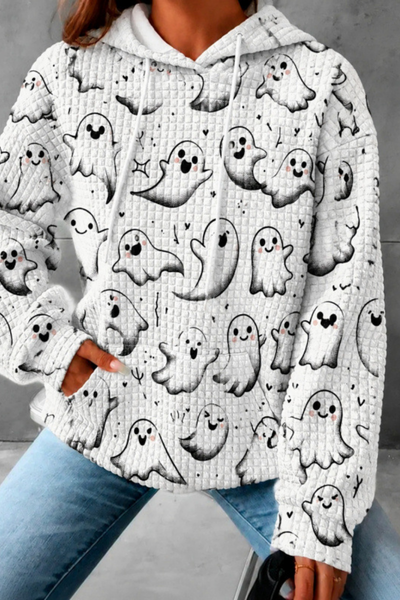Unisex Fall Clothing Halloween Waffle Knit Graphic Hoodie