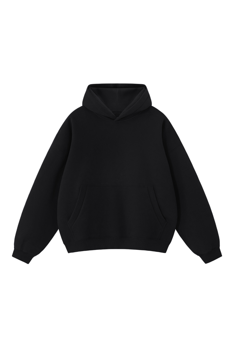 Unisex Fall Clothing Boxy Ribbed Pocket Warm Fleece Hoodie