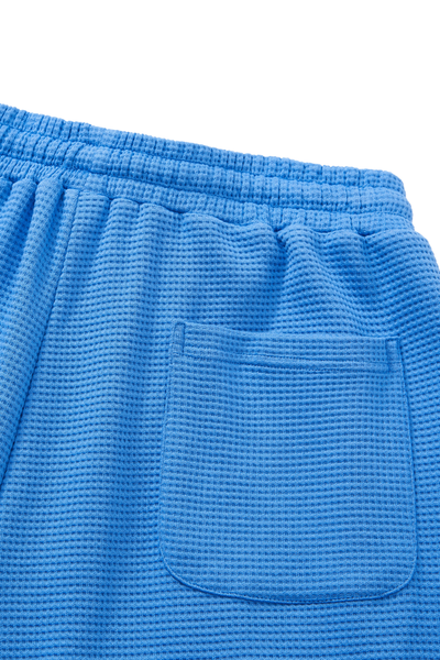 Unisex Summer Waffle Knit Drawstring Knee Length Shorts