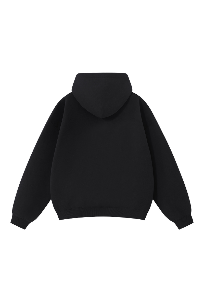 Unisex Fall Clothing Boxy Ribbed Pocket Warm Fleece Hoodie
