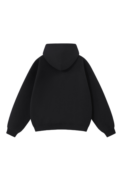 Unisex Fall Clothing Boxy Ribbed Pocket Warm Fleece Hoodie