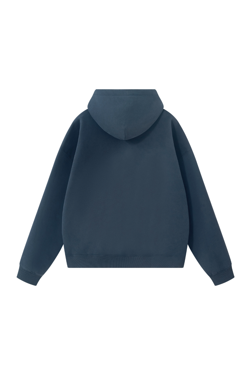 Men Fall Clothing Relaxed Boxy Fleece Pocket Ribbed Hoodie