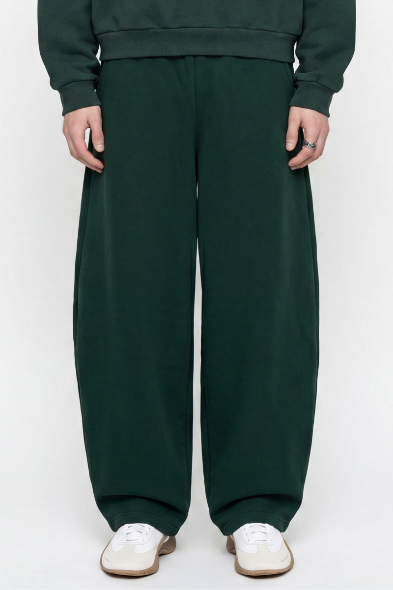Unisex Fall Clothing Fleece Lined Curved Wide Leg Pants