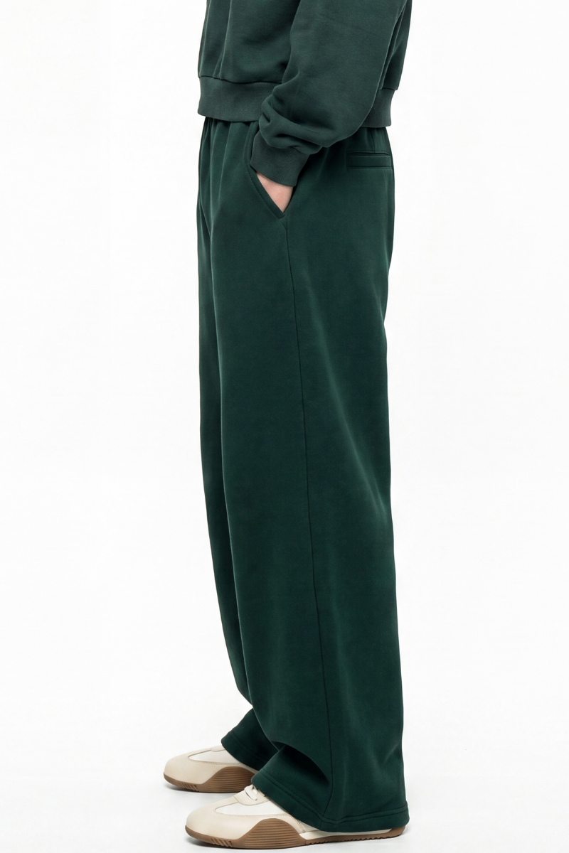Unisex Fall Clothing Fleece Lined Curved Wide Leg Pants