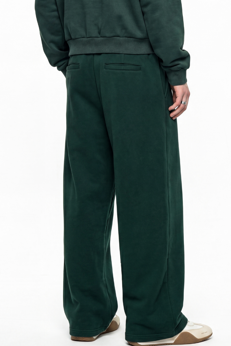 Unisex Fall Clothing Fleece Lined Curved Wide Leg Pants