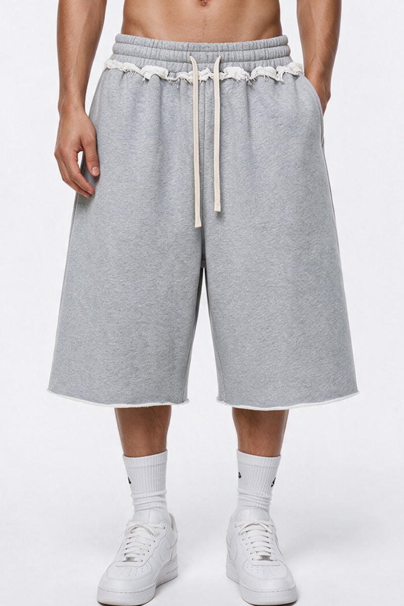 Unisex Fall Clothing Heavy Terry Drawstring Wide Shorts