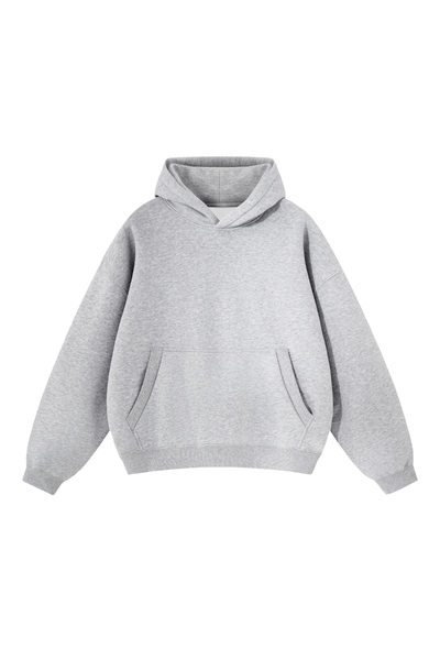 Men Fall Clothing Relaxed Boxy Fleece Pocket Ribbed Hoodie