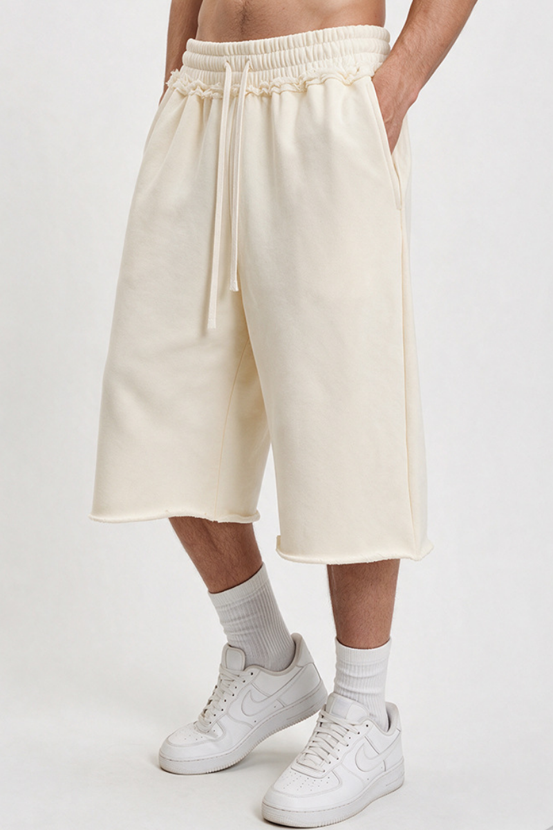 Unisex Fall Clothing Heavy Terry Drawstring Wide Shorts