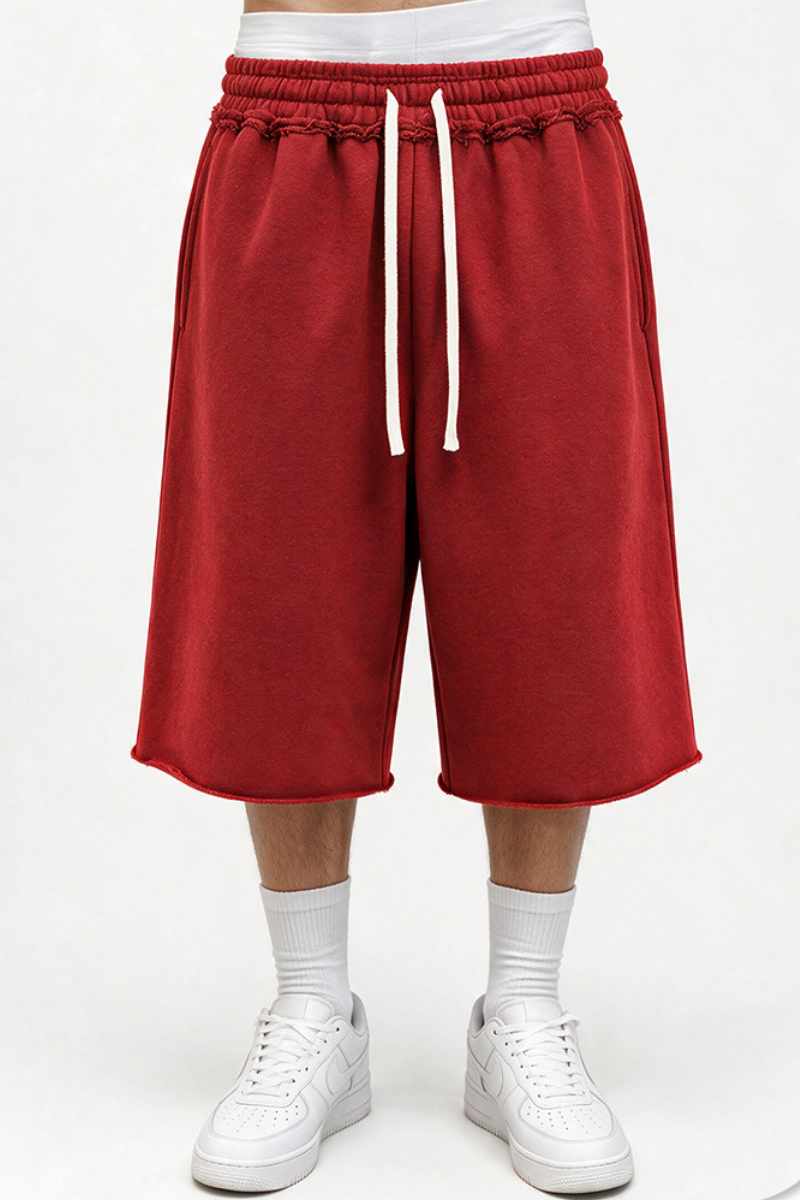Unisex Fall Clothing Heavy Terry Drawstring Wide Shorts
