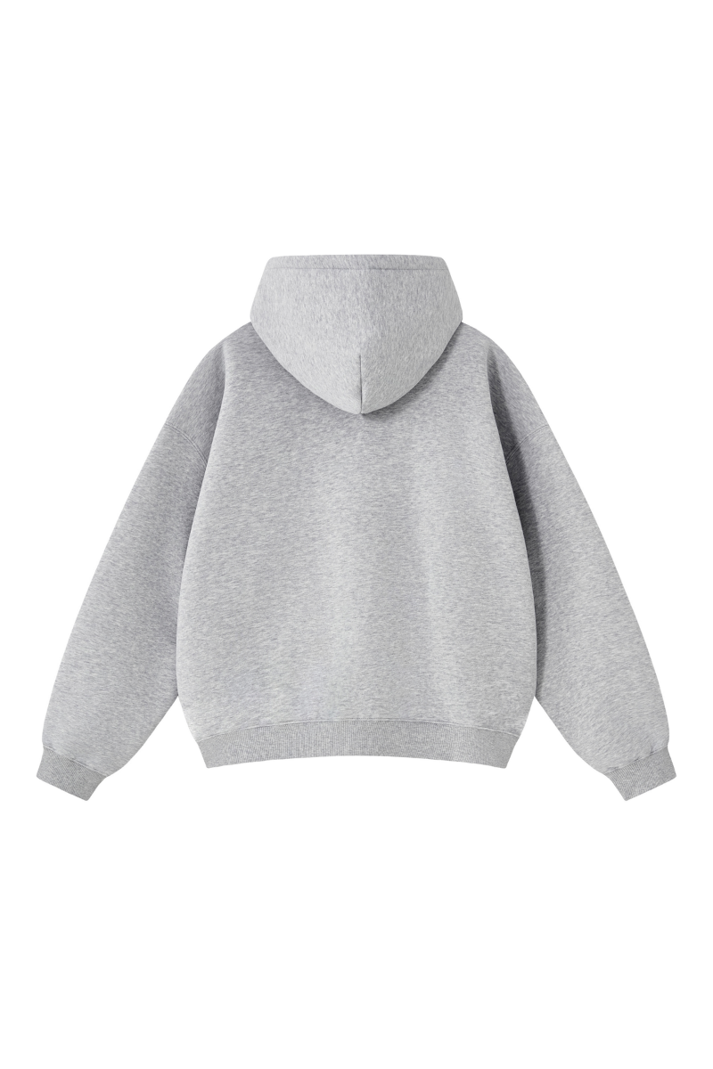 Men Fall Clothing Relaxed Boxy Fleece Pocket Ribbed Hoodie