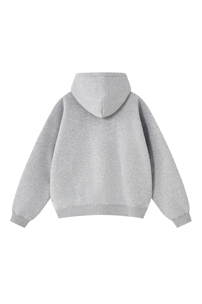 Unisex Fall Clothing Boxy Ribbed Pocket Warm Fleece Hoodie