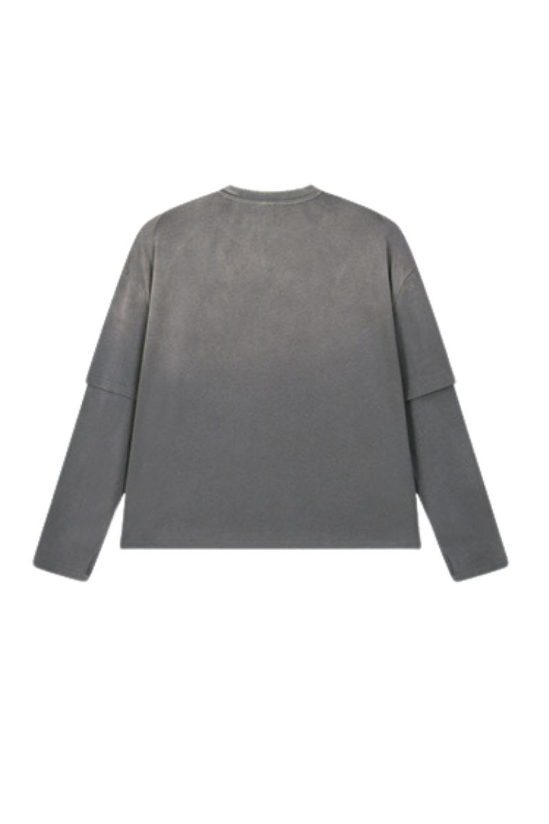 Women Fall Gradient Distressed Layered Long Sleeve Top