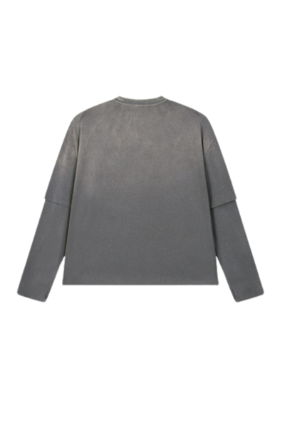 Men Fall Gradient Distressed Layered Long Sleeve Top