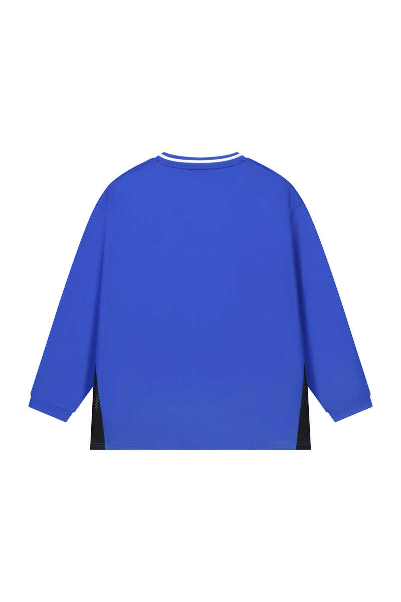 Men Spring Mesh Color Block Long Sleeve Soccer Jersey