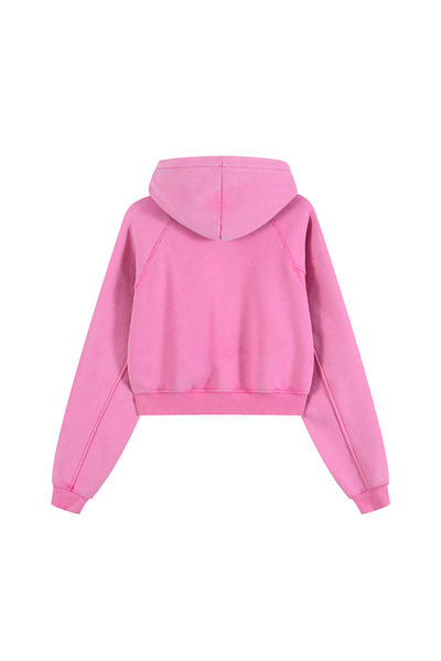 Women Fall Clothing Fleece Lined Washed Cropped Hoodie