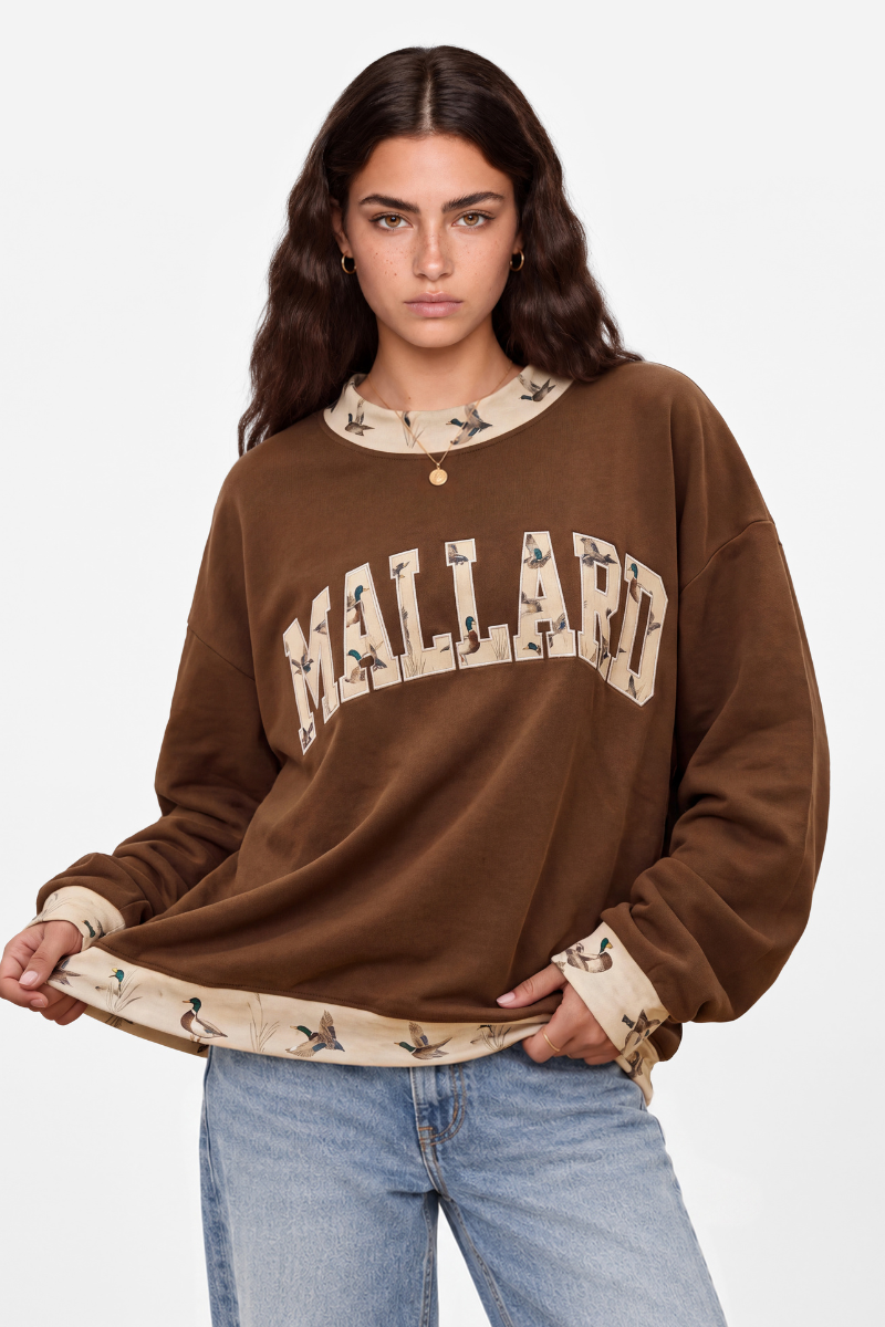 Unisex Fall Clothing Duck Print Color Block Sweatshirt