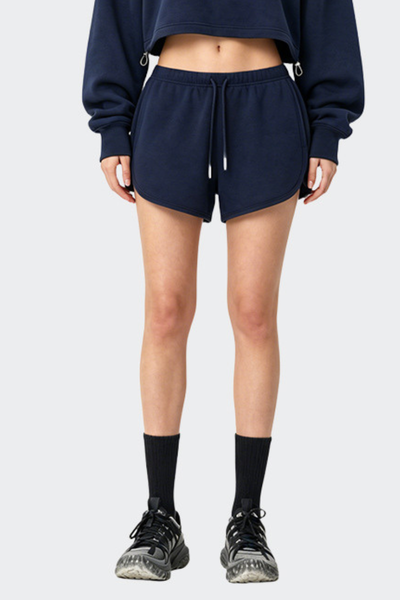 Women's Summer Cotton Drawstring Curved-Hem Athletic Shorts