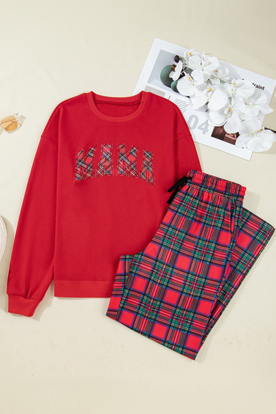 Women's Fall Christmas Loose Print  Loungewear Set