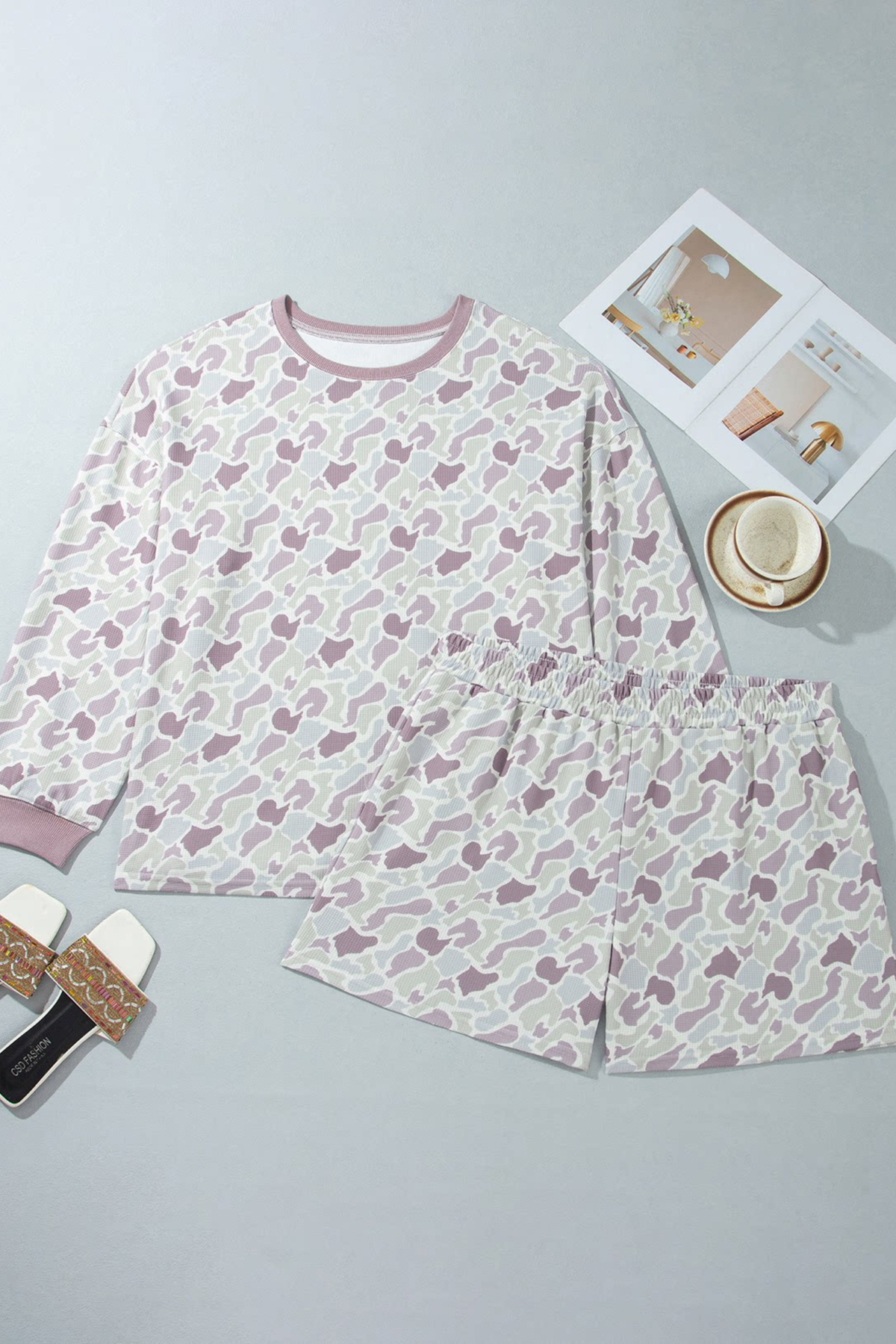 Women's Fall Camo Print 2 Piece Outfit Plus Size Casual Set
