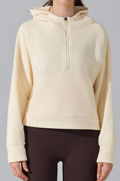 Women Fall Clothing Warm Cozy Oat Fleece Half-Zip Hoodie