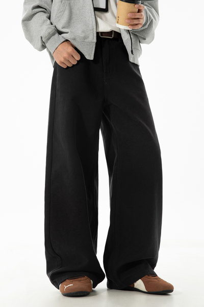 Men's Fall Twill Loose Straight Cotton Semi-Elastic Pants