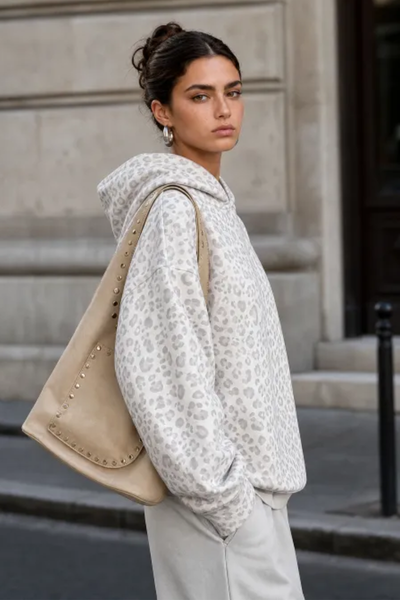 Women Fall Clothing Leopard Print Oversized Hoodie
