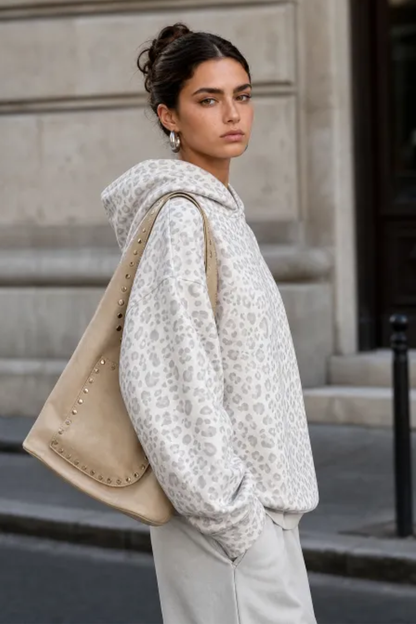 Women Fall Clothing Leopard Print Oversized Hoodie