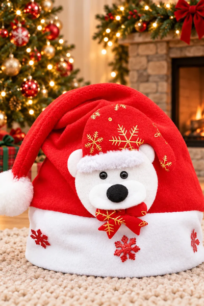 Unisex Winter Christmas 3D Santa Red Plush Party Hat