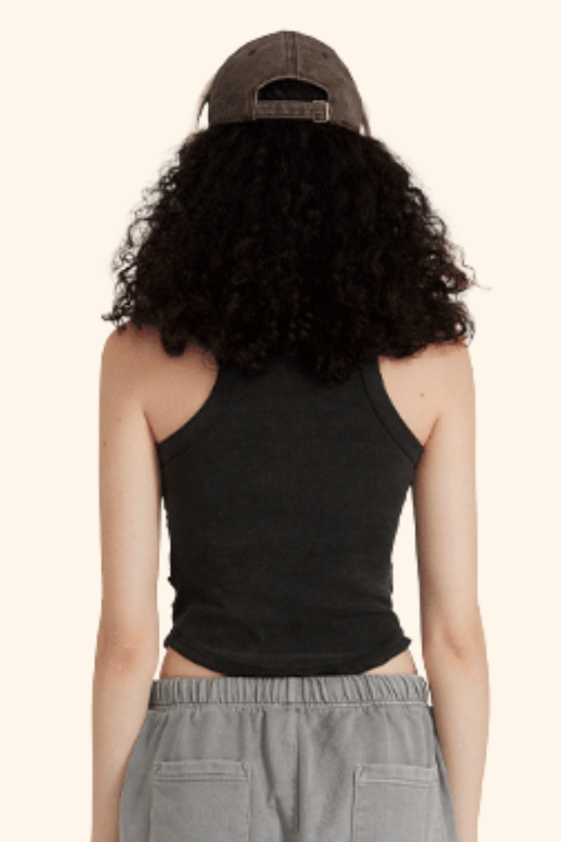 Women's SpringSummer 315g Cotton WashedRuched Racerback Tank