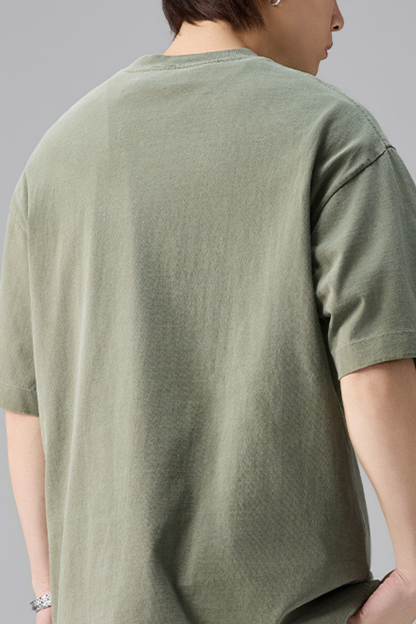 Men's Summer Cotton Washed Print Crewneck Tee
