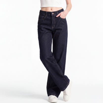 Women's Original Blue Wash High Waist Straight Leg Jeans