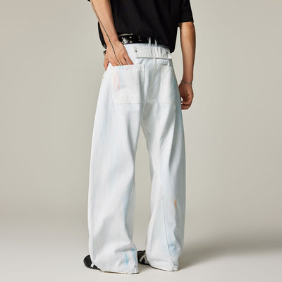 Men's Spring White Hand-Painted Splatter Denim Jeans