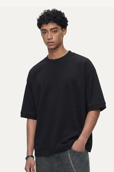 Men's 280g Cropped Oversized Crewneck Terry Cuff Vintage Tee