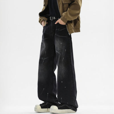 Men's Spring Splash Ink Washed Baggy Wide Leg Denim Jeans