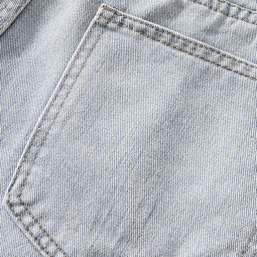Men's Summer Light Wash Splash Ink Drawstring Denim Shorts