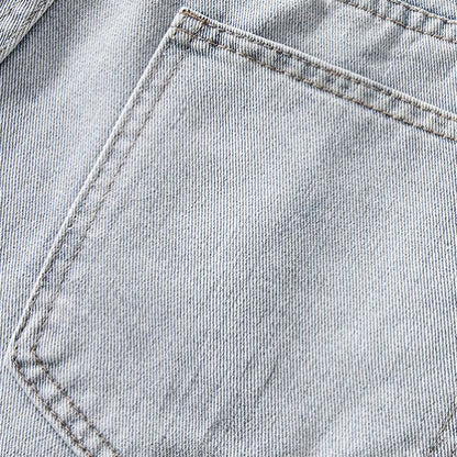 Men's Summer Light Wash Splash Ink Drawstring Denim Shorts