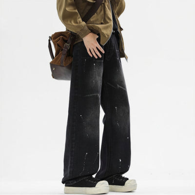 Men's Spring Splash Ink Washed Baggy Wide Leg Denim Jeans
