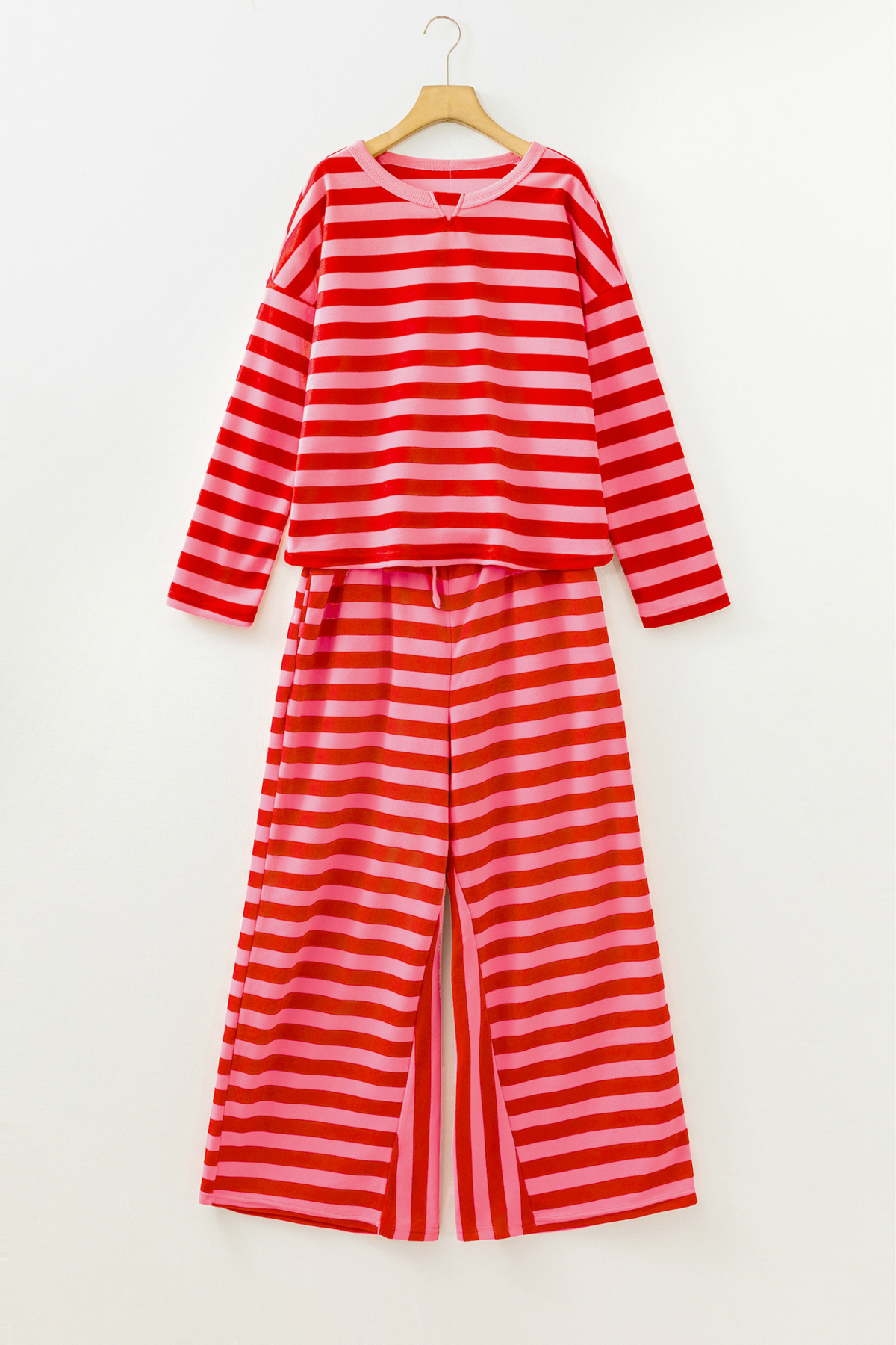 Women's Fall Striped Colorblock 2 Piece Loose Set