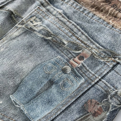 Men's Summer Vintage Washed Chain Print Baggy Denim Shorts