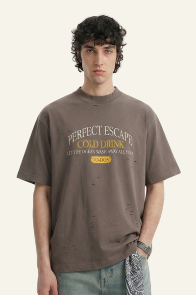 Mne's Streetwear Vintage  Distressed T-shirt