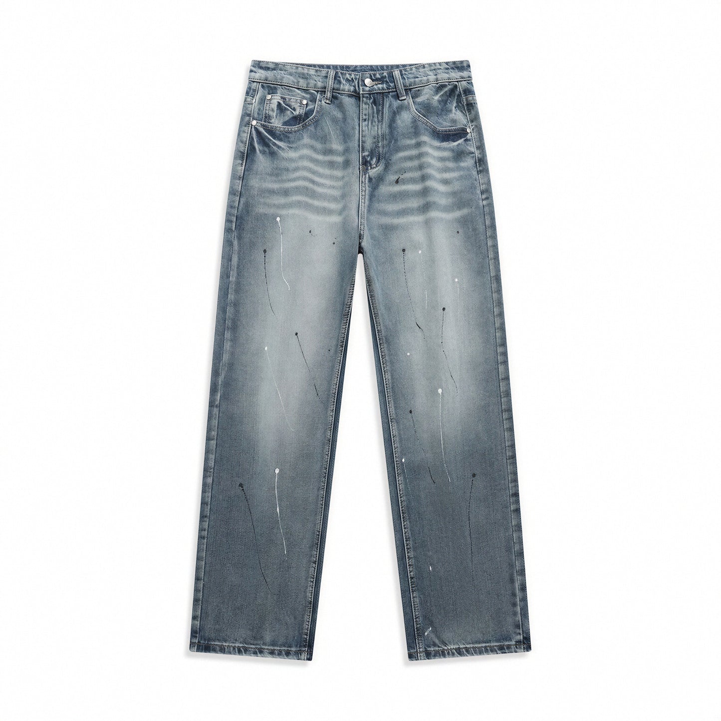 Men's Spring Splash Ink Washed Baggy Wide Leg Denim Jeans