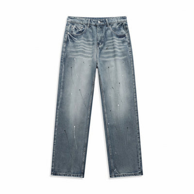 Men's Spring Splash Ink Washed Baggy Wide Leg Denim Jeans