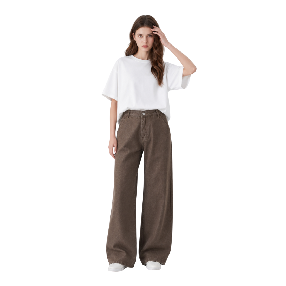 Women's High Waist Non-Stretch Wide Leg Jeans