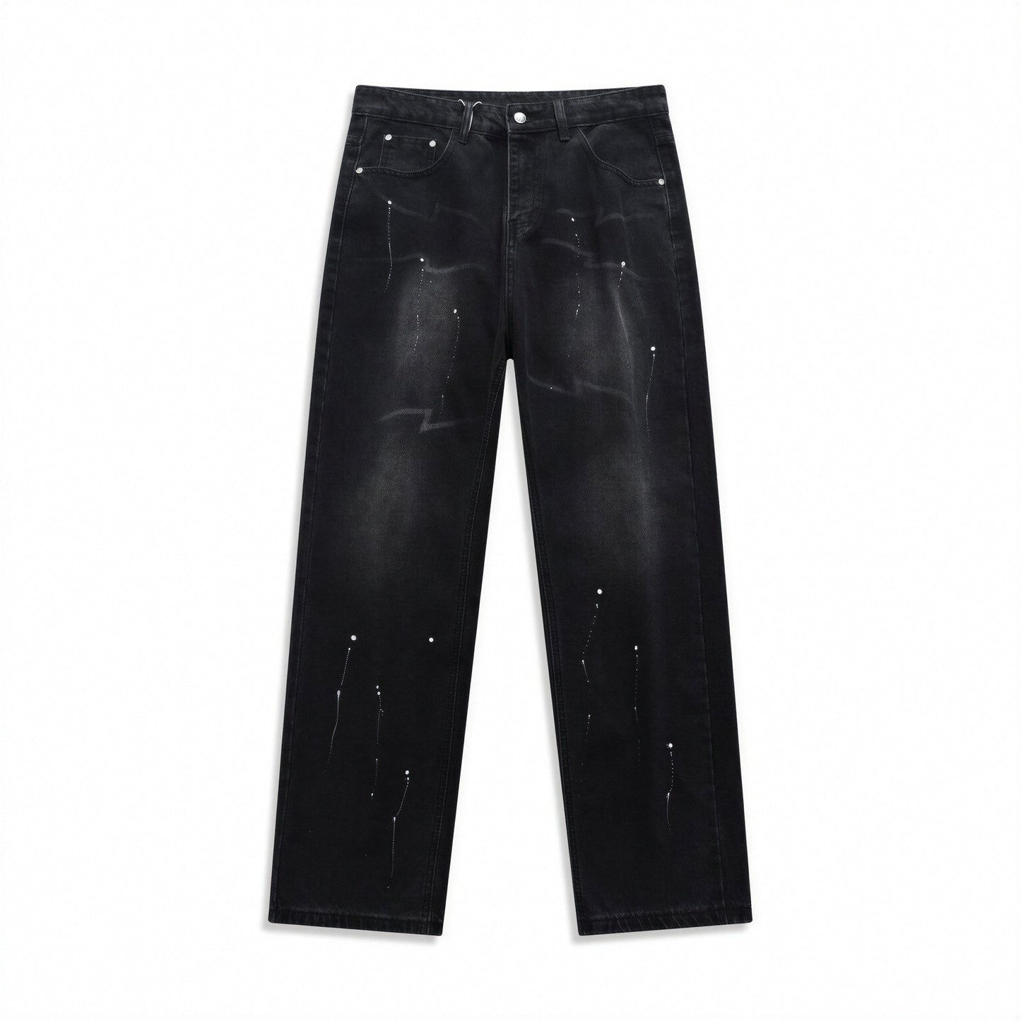 Men's Spring Splash Ink Washed Baggy Wide Leg Denim Jeans