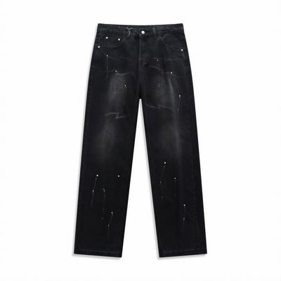 Men's Spring Splash Ink Washed Baggy Wide Leg Denim Jeans