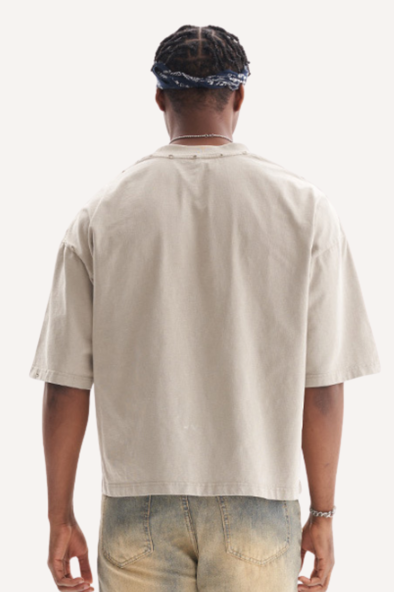 Men's Heavy Cotton Distressed Streetwear Breathable Tee